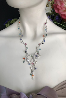 Silver Tube Multi-color Necklace